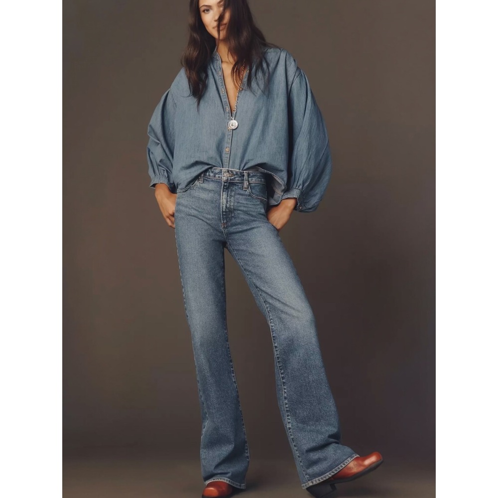 Paige Sofia Mid Rise Flare Jeans in Carver Heritage Medium Wash Sz 27 NWT
